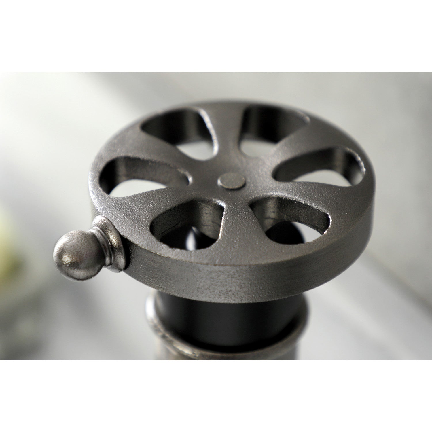 Kingston Sona KSD2824RX - Belknap One-Handle 1-Hole Bathroom Faucet with Deck Plate and Push Pop-Up Drain, Matte Black/Black Stainless — thumbnail 2